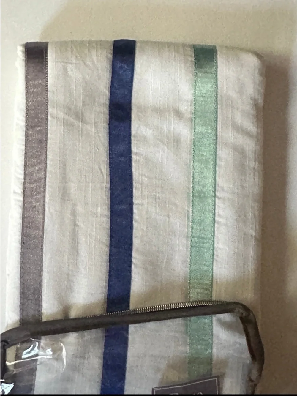 NWT Soft Cotton Jolie European Pillow Shams – Blue, Mint & Grey Stripes Set of 2
